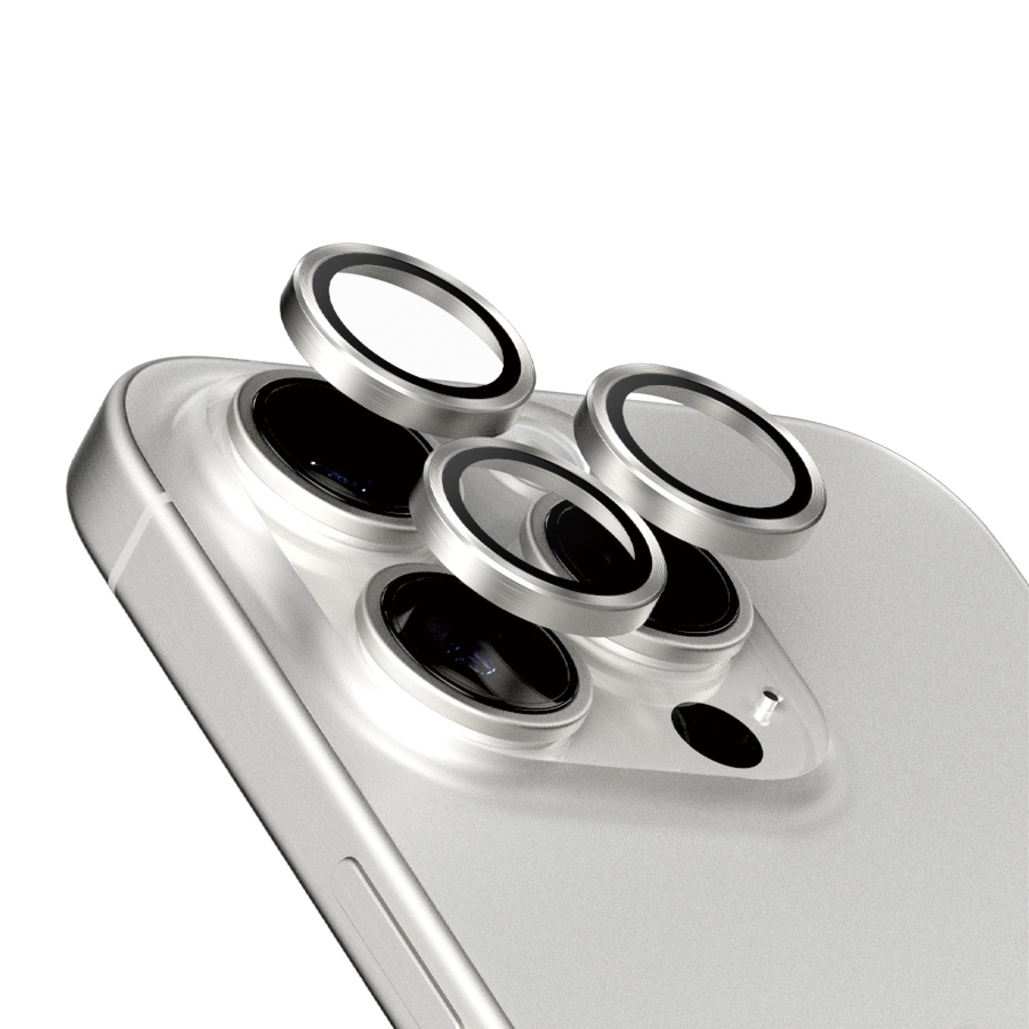 PanzerGlass® Hoops® Hvid Titanium Kameralinsebeskytter iPhone 15 Pro | 15 Pro Max